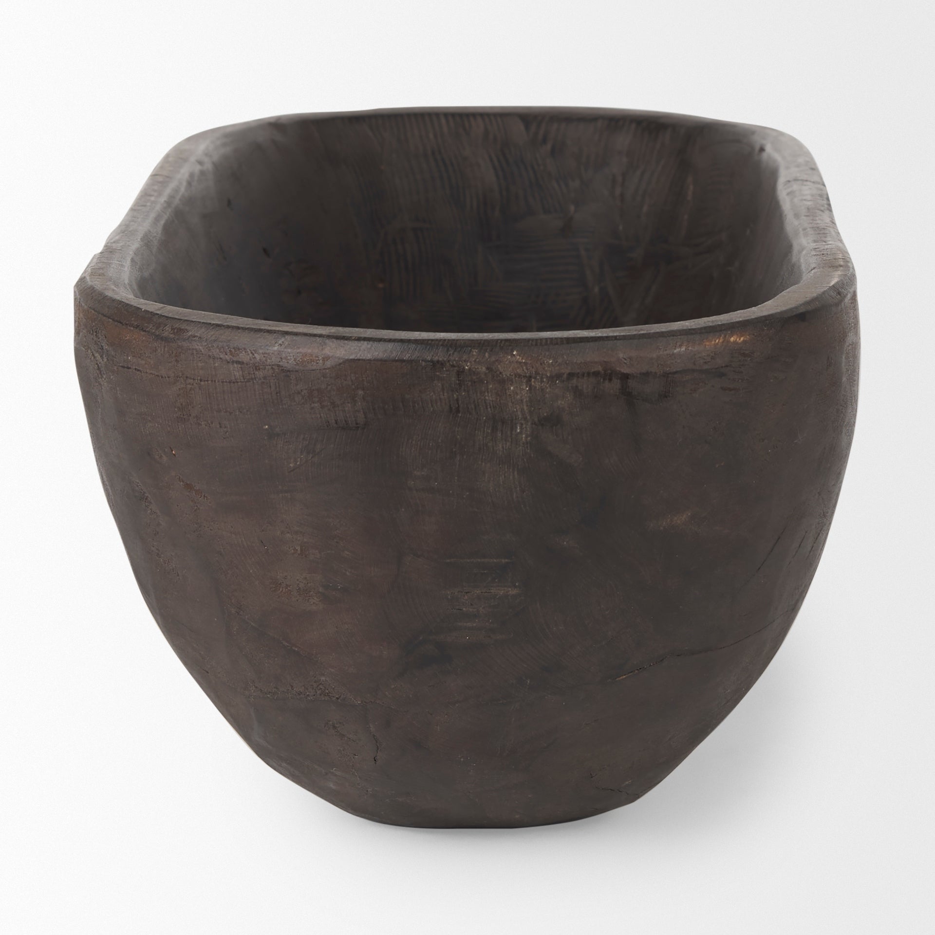 Bol oblong extra large Athena en bois récupéré noir-brun - 26,0 L x 10,0 l x 7,0 H