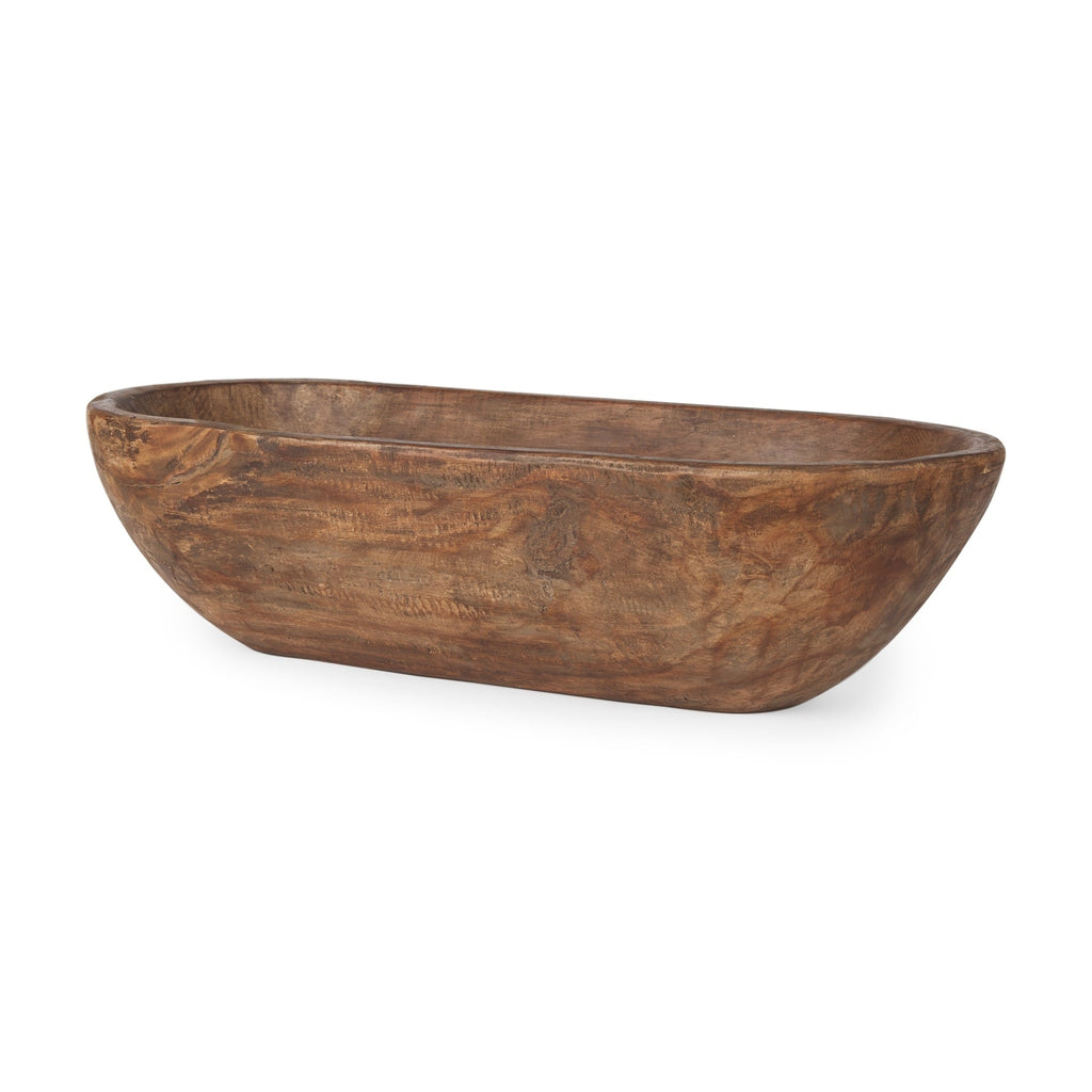Bol oblong extra large Athena en bois récupéré noir-brun - 26,0 L x 10,0 l x 7,0 H