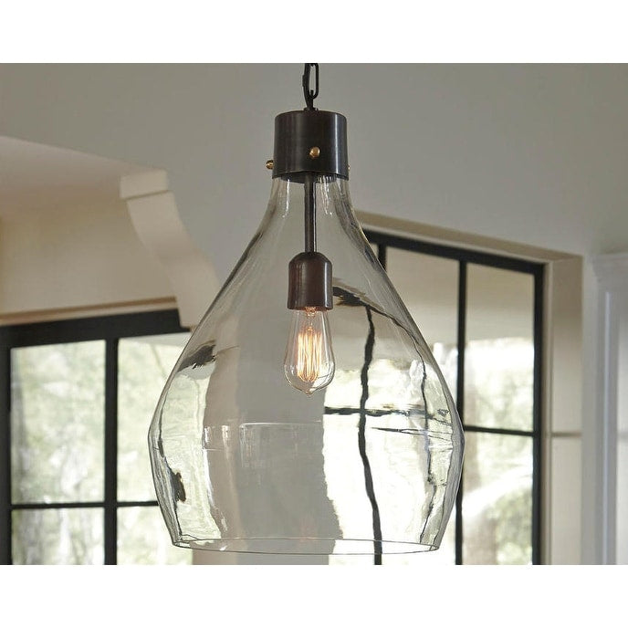 Suspension en verre gris Avalbane Signature Design by Ashley - 13,88 L x 13,88 P x 20,25 H