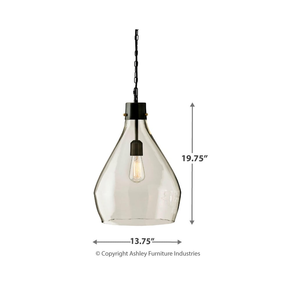 Suspension en verre gris Avalbane Signature Design by Ashley - 13,88 L x 13,88 P x 20,25 H