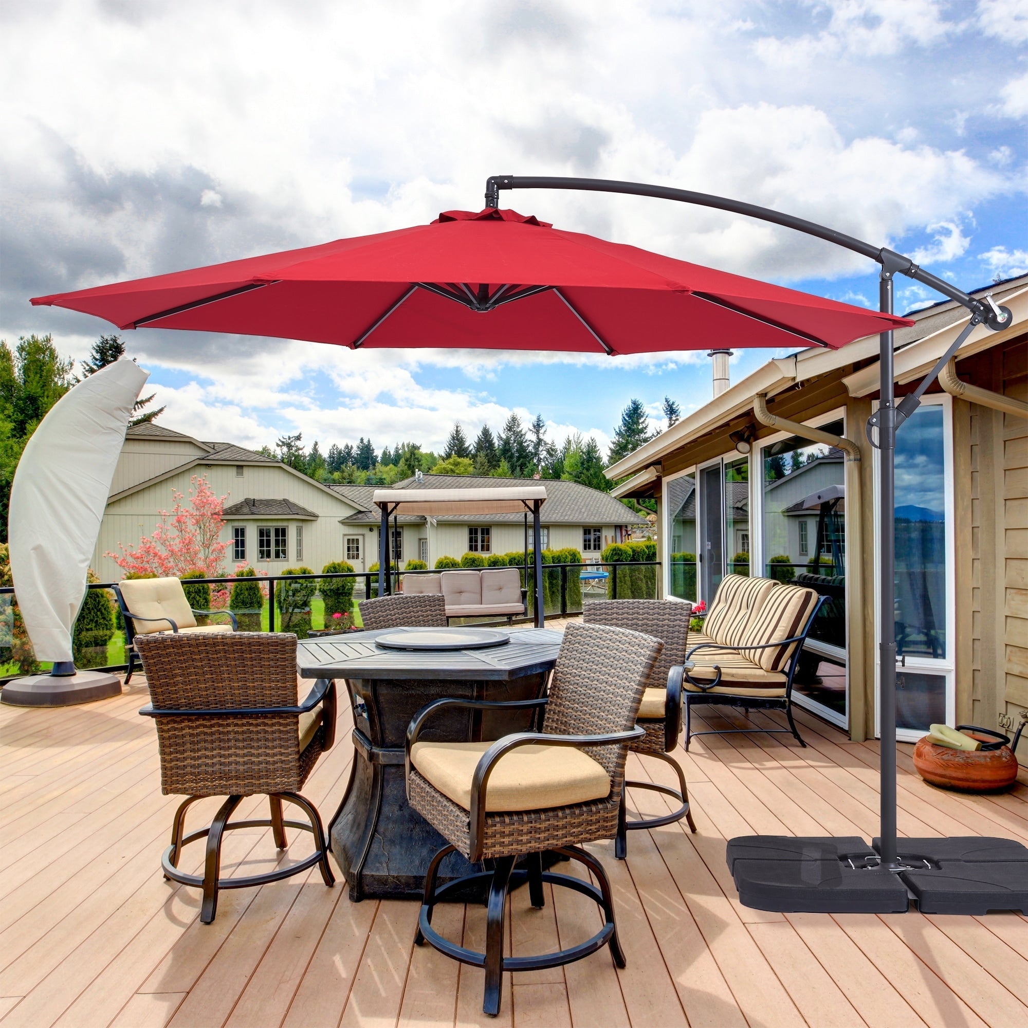 Parasol de patio décalé BONOSUKI de 10 pieds, parasol suspendu d'extérieur