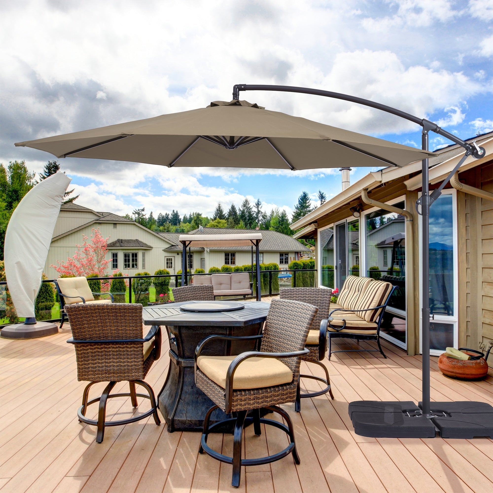 Parasol de patio décalé BONOSUKI de 10 pieds, parasol suspendu d'extérieur
