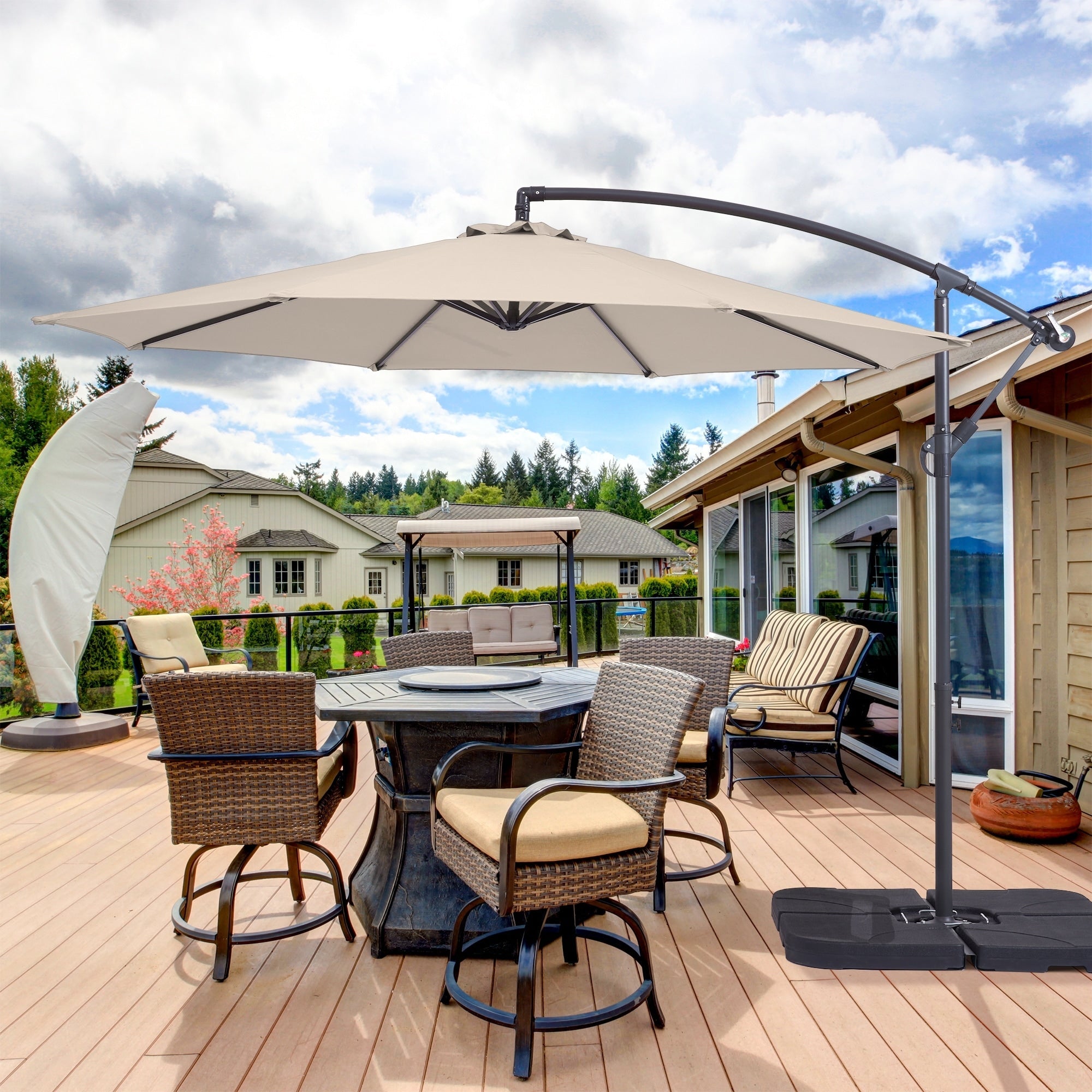 Parasol de patio décalé BONOSUKI de 10 pieds, parasol suspendu d'extérieur