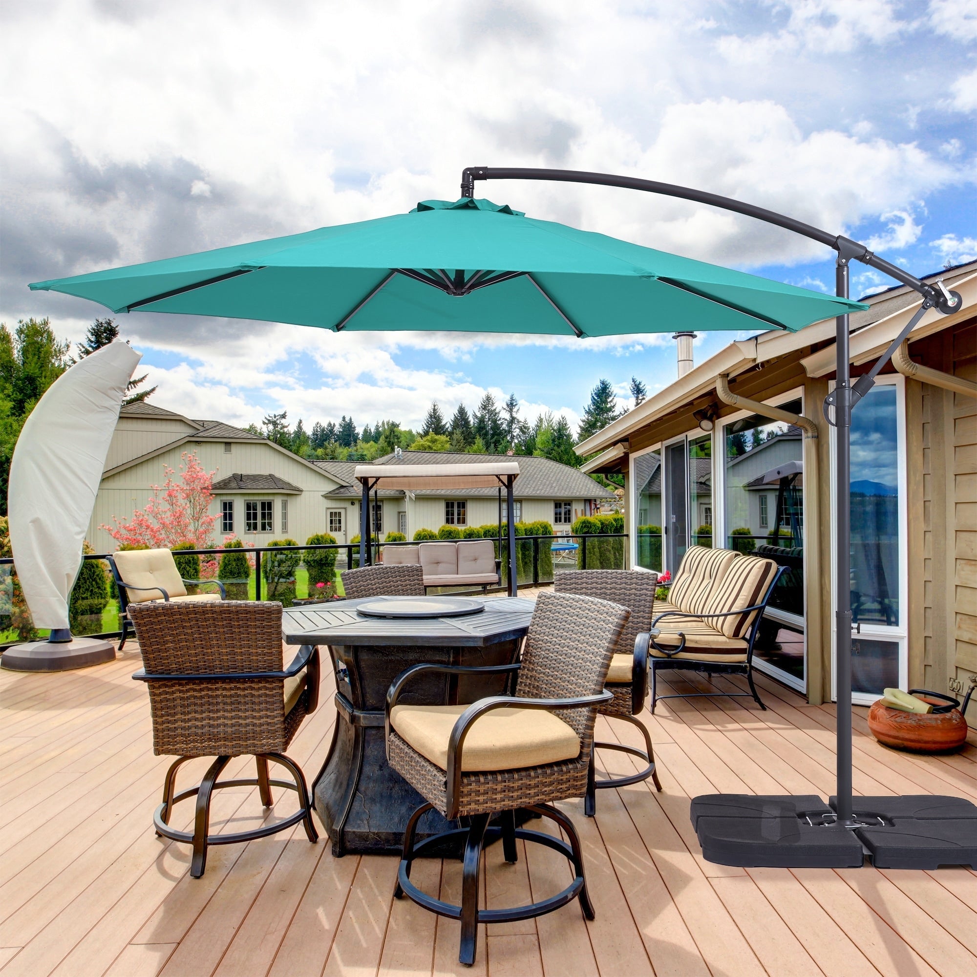 Parasol de patio décalé BONOSUKI de 10 pieds, parasol suspendu d'extérieur