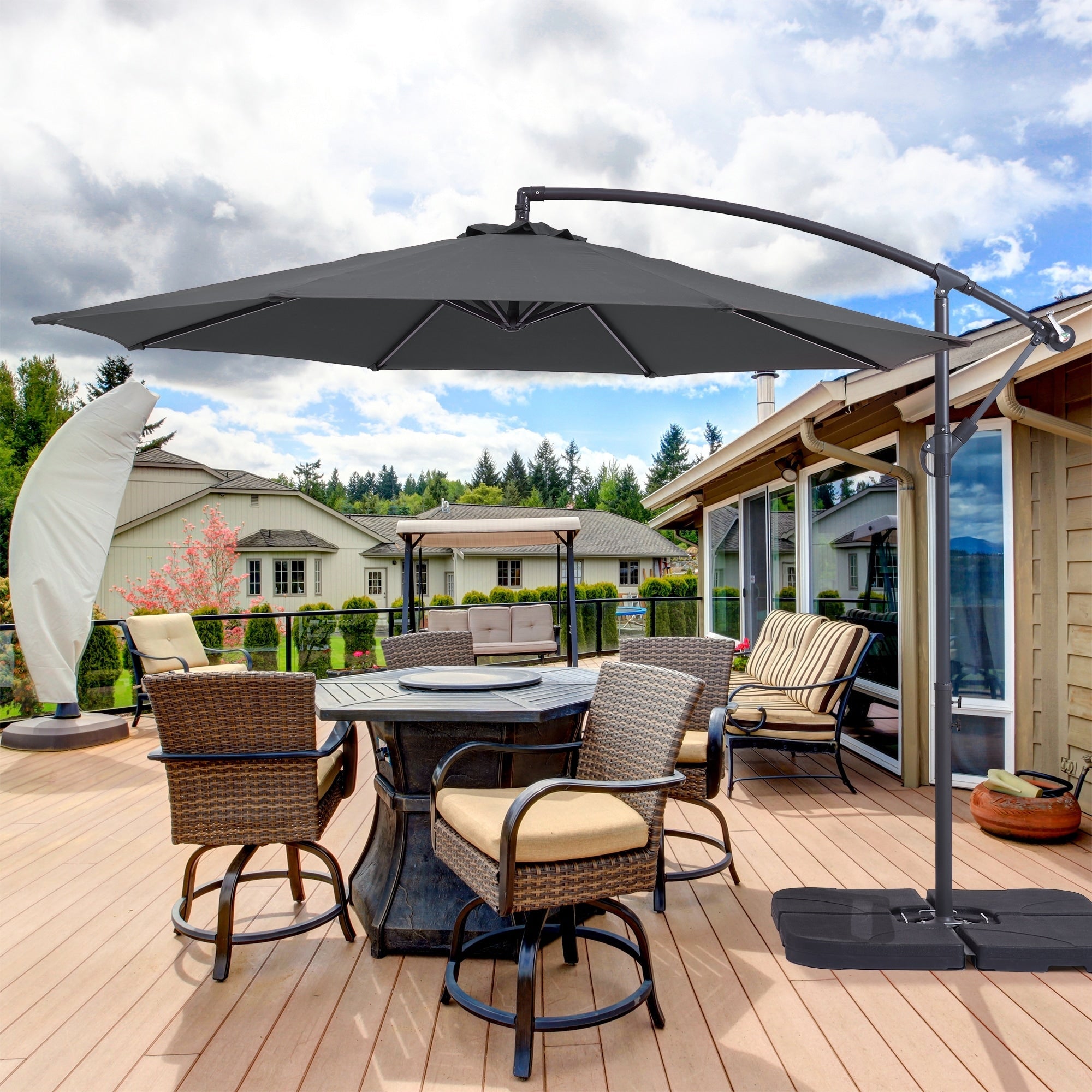 Parasol de patio décalé BONOSUKI de 10 pieds, parasol suspendu d'extérieur