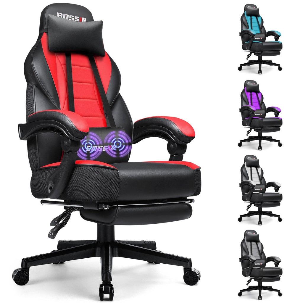 Chaise de jeu de style course BOSSIN, chaise de jeu grande et grande de 300 lb, chaise d'ordinateur à dossier haut