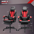 Chaise de jeu de style course BOSSIN, chaise de jeu grande et grande de 300 lb, chaise d'ordinateur à dossier haut