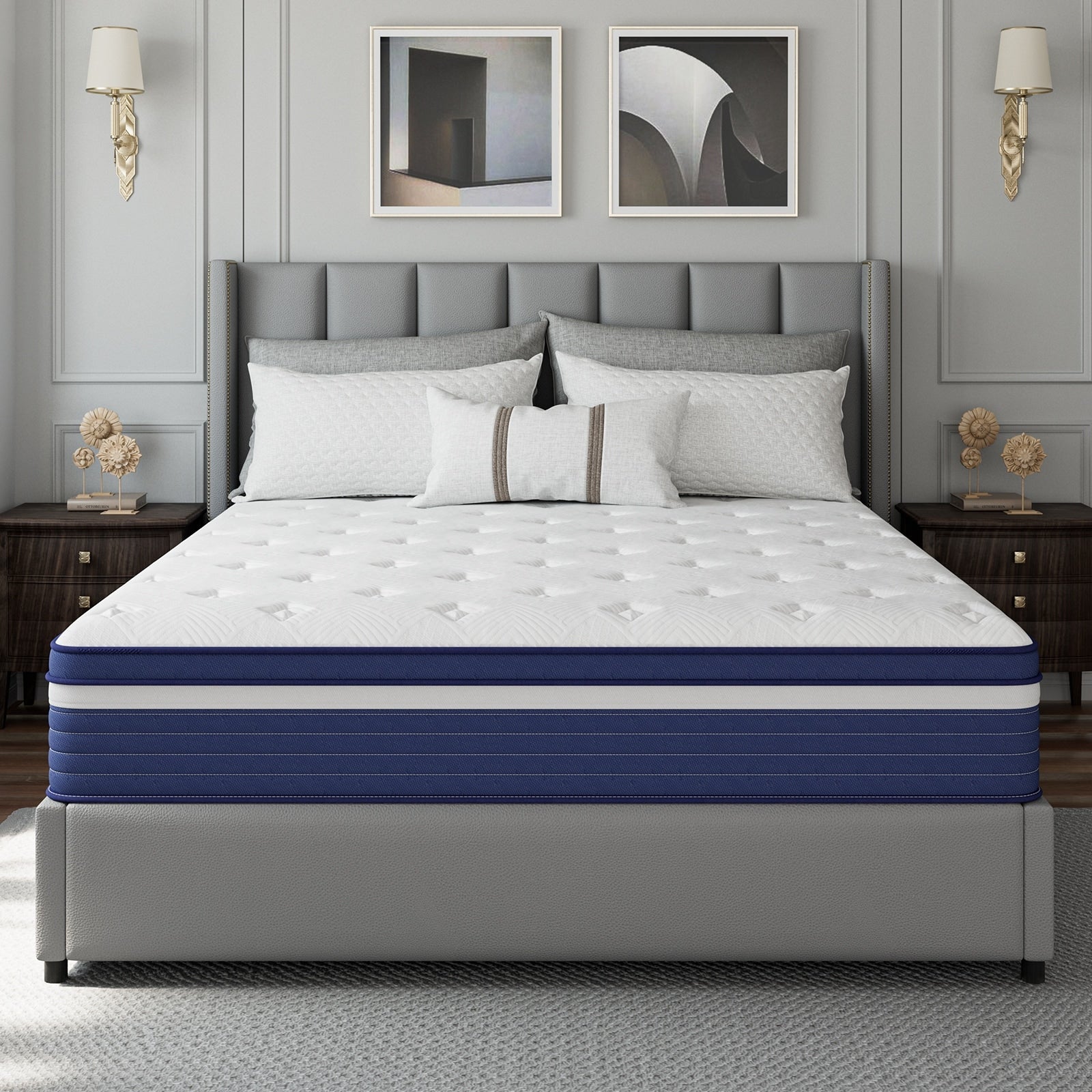 Matelas hybride à ressorts SweDrea de 25 cm, ferme et rafraîchissant, certifié CertiPUR-US, SGS et OEKO-TEX.