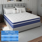 Matelas hybride à ressorts SweDrea de 25 cm, ferme et rafraîchissant, certifié CertiPUR-US, SGS et OEKO-TEX.