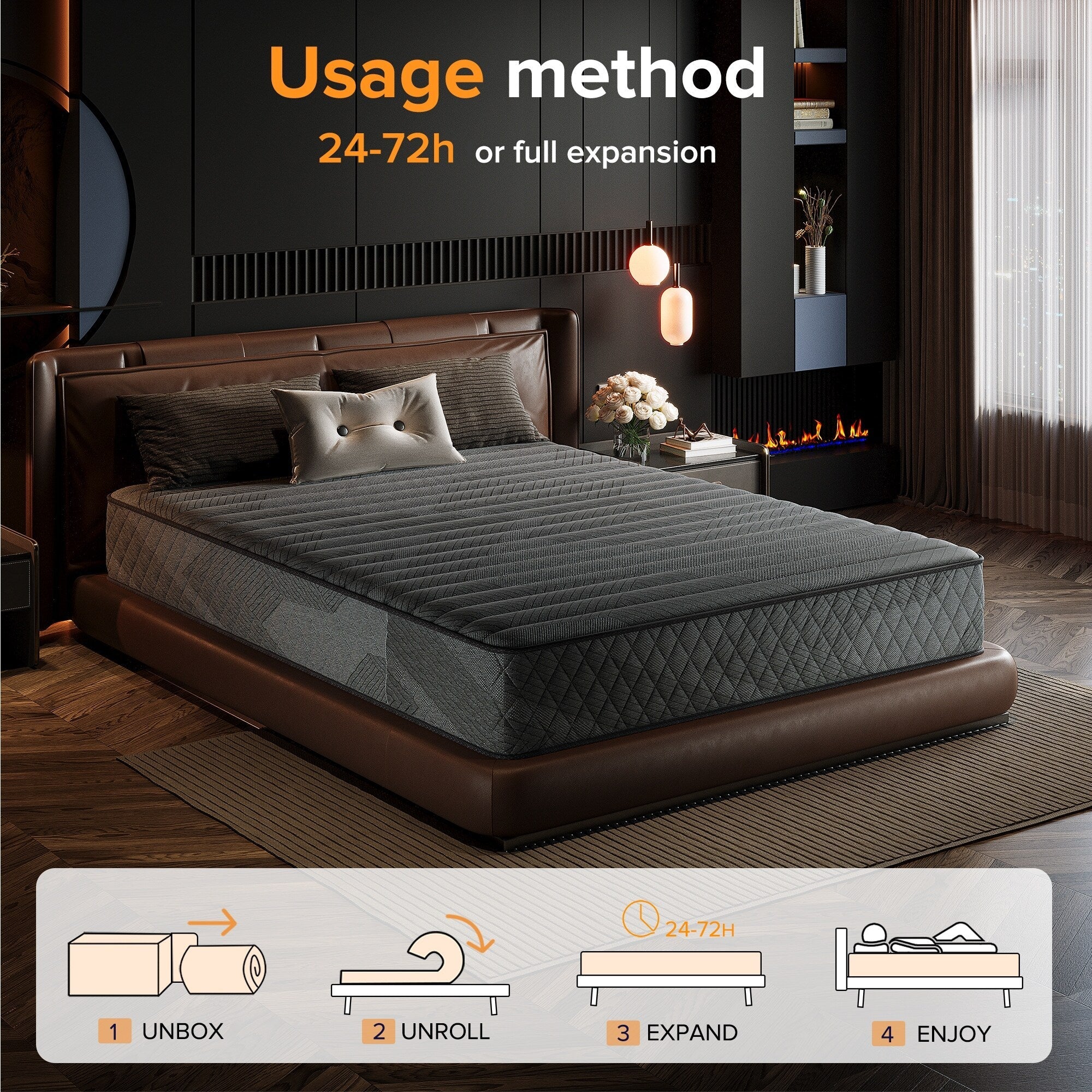 Matelas hybride SweDrea 8/12 po en mousse à mémoire de forme infusée de gel, ferme et respirant, certifié CertiPUR-US, SGS et OEKO-TEX.