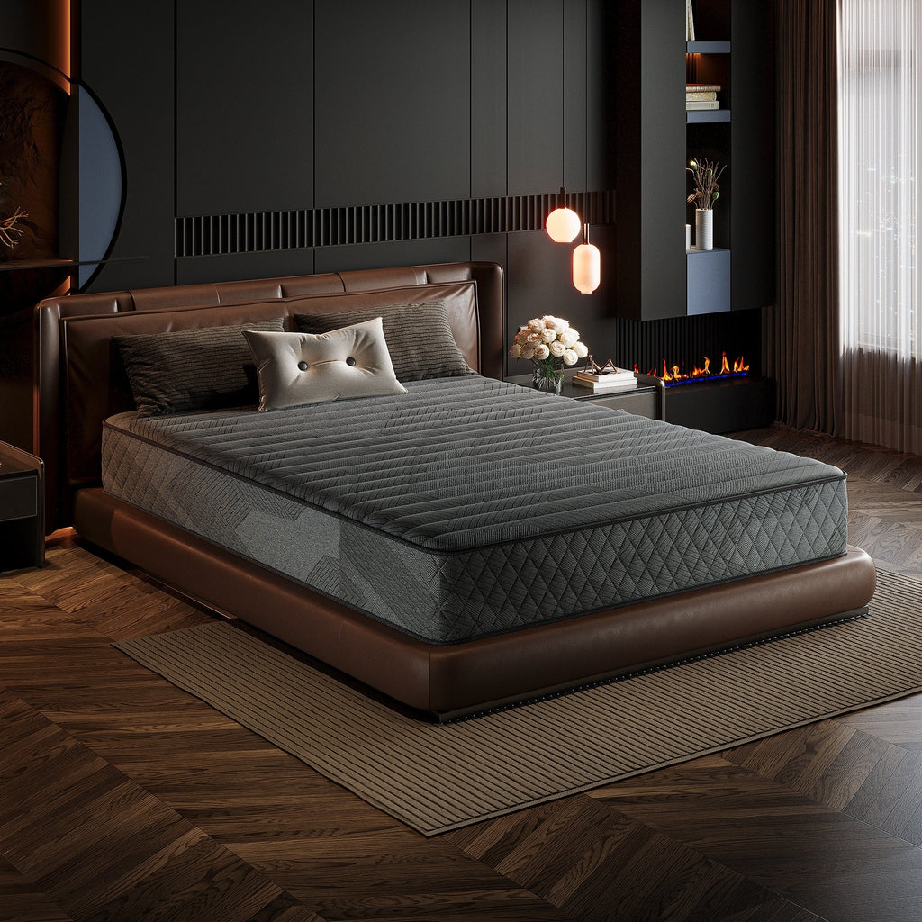 Matelas hybride SweDrea 8/12 po en mousse à mémoire de forme infusée de gel, ferme et respirant, certifié CertiPUR-US, SGS et OEKO-TEX.
