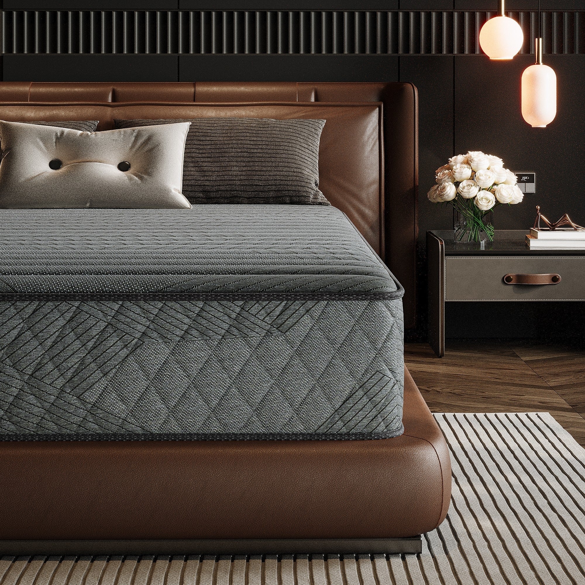 Matelas hybride SweDrea 8/12 po en mousse à mémoire de forme infusée de gel, ferme et respirant, certifié CertiPUR-US, SGS et OEKO-TEX.
