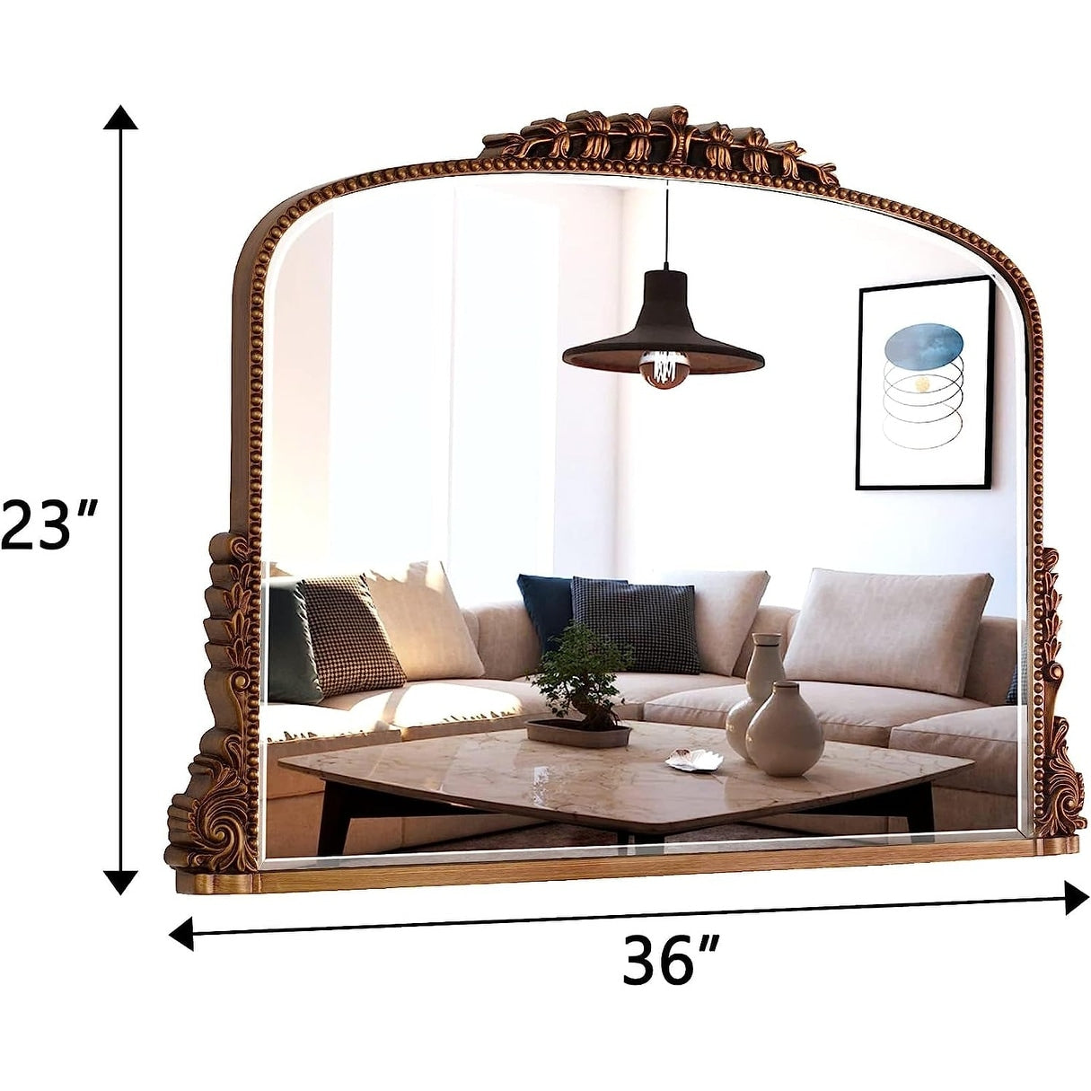 Miroir mural en arc, miroirs d'appoint baroques - 36 × 23