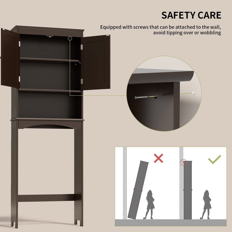 Meuble de rangement pour salle de bain, meuble de rangement pour toilettes, étagère de salle de bain au-dessus des toilettes, toilettes gain de place