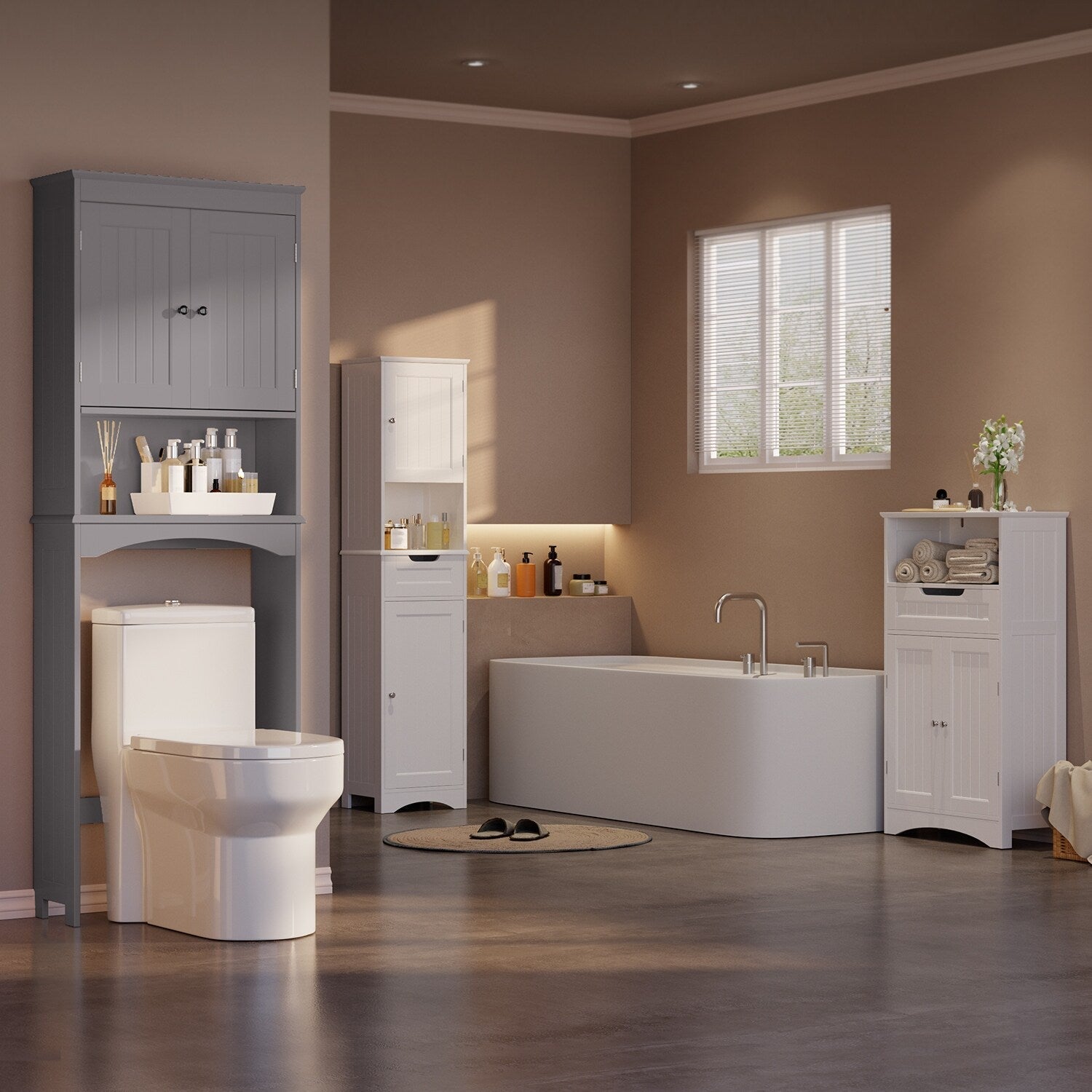 Meuble de rangement pour salle de bain, meuble de rangement pour toilettes, étagère de salle de bain au-dessus des toilettes, toilettes gain de place