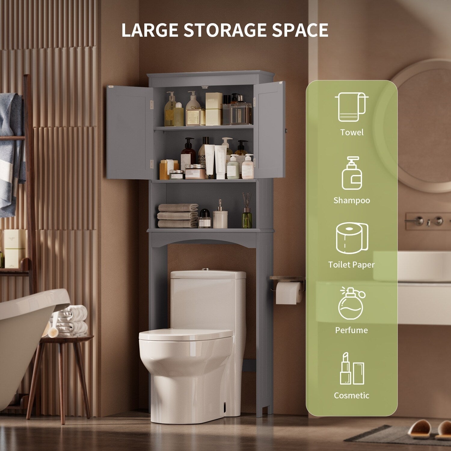 Meuble de rangement pour salle de bain, meuble de rangement pour toilettes, étagère de salle de bain au-dessus des toilettes, toilettes gain de place