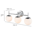 Luminaire de salle de bain à 3 lampes 929 Lighting, disponible en plusieurs finitions et avec abat-jour en verre opale.