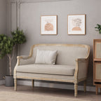 Canapé causeuse en bois beige et brun avec cadre en bois d'hévéa
