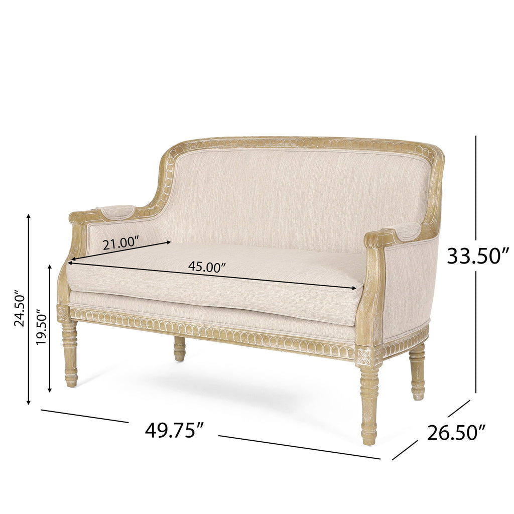 Canapé causeuse en bois beige et brun avec cadre en bois d'hévéa