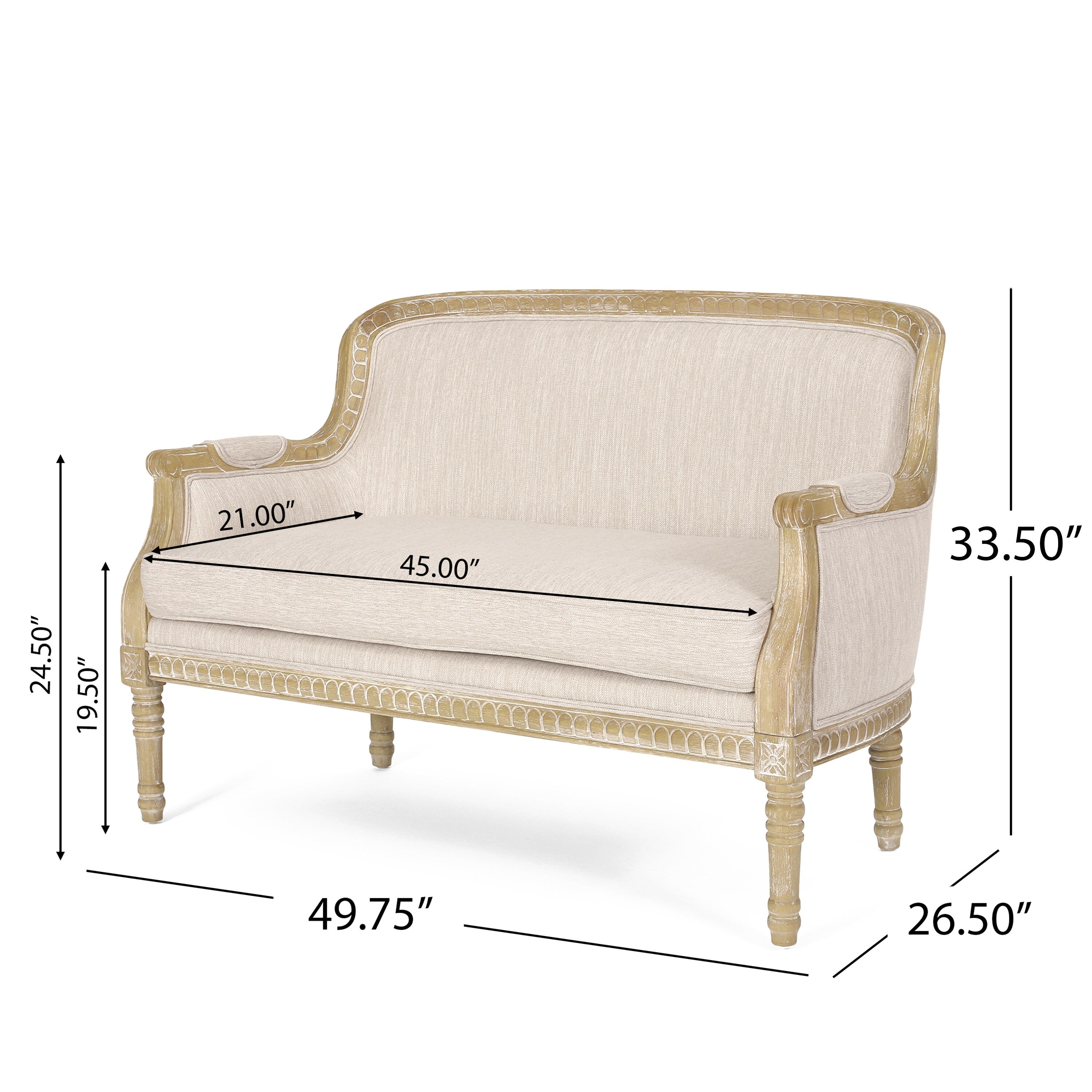Canapé causeuse en bois beige et brun avec cadre en bois d'hévéa