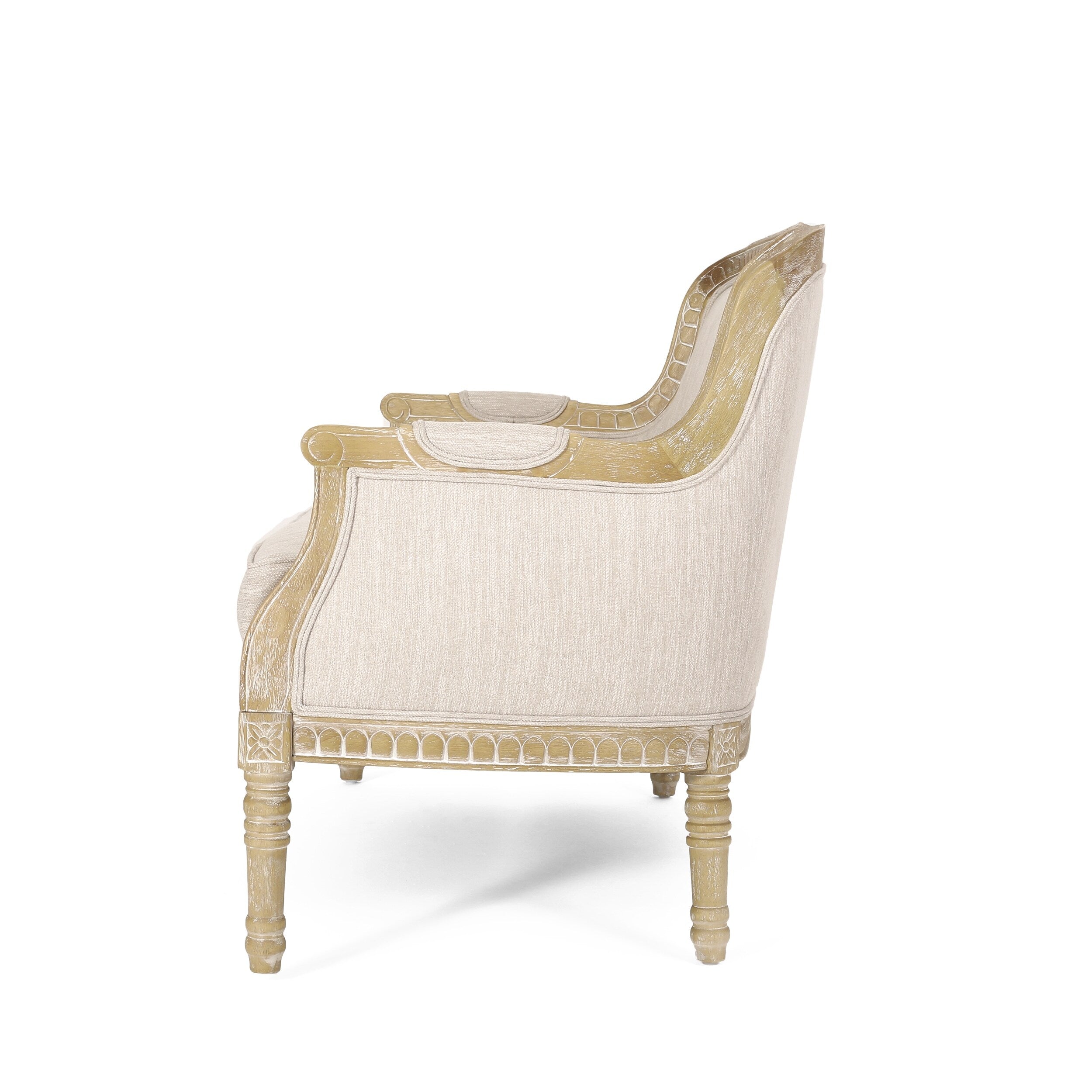 Canapé causeuse en bois beige et brun avec cadre en bois d'hévéa