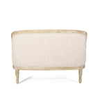 Canapé causeuse en bois beige et brun avec cadre en bois d'hévéa