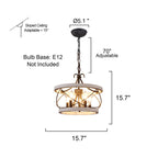 Lustre cage rustique en bois Bella Depot à 5 lumières, éclairage à intensité variable, suspension réglable de 15,7 pouces pour îlot de cuisine