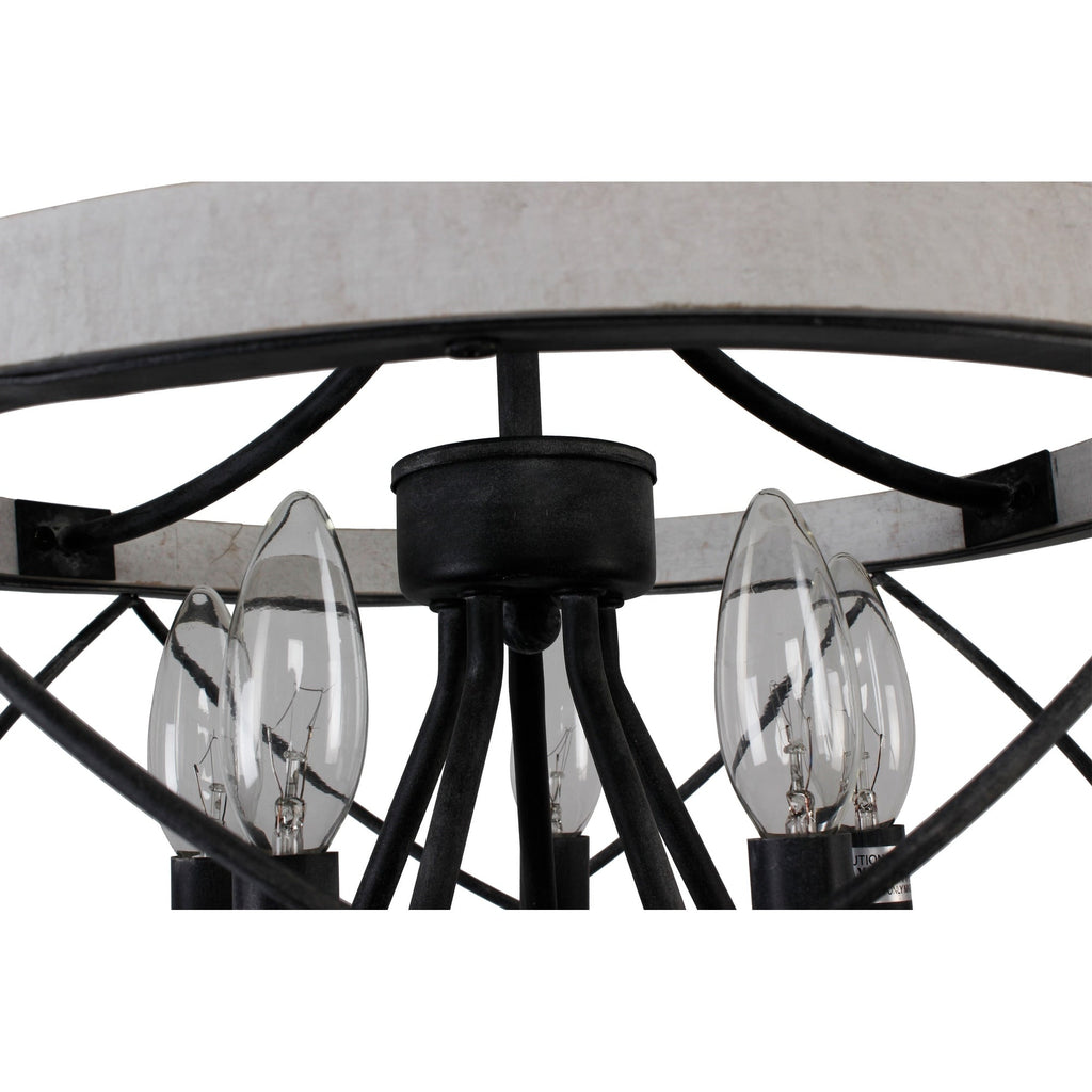 Lustre cage rustique en bois Bella Depot à 5 lumières, éclairage à intensité variable, suspension réglable de 15,7 pouces pour îlot de cuisine