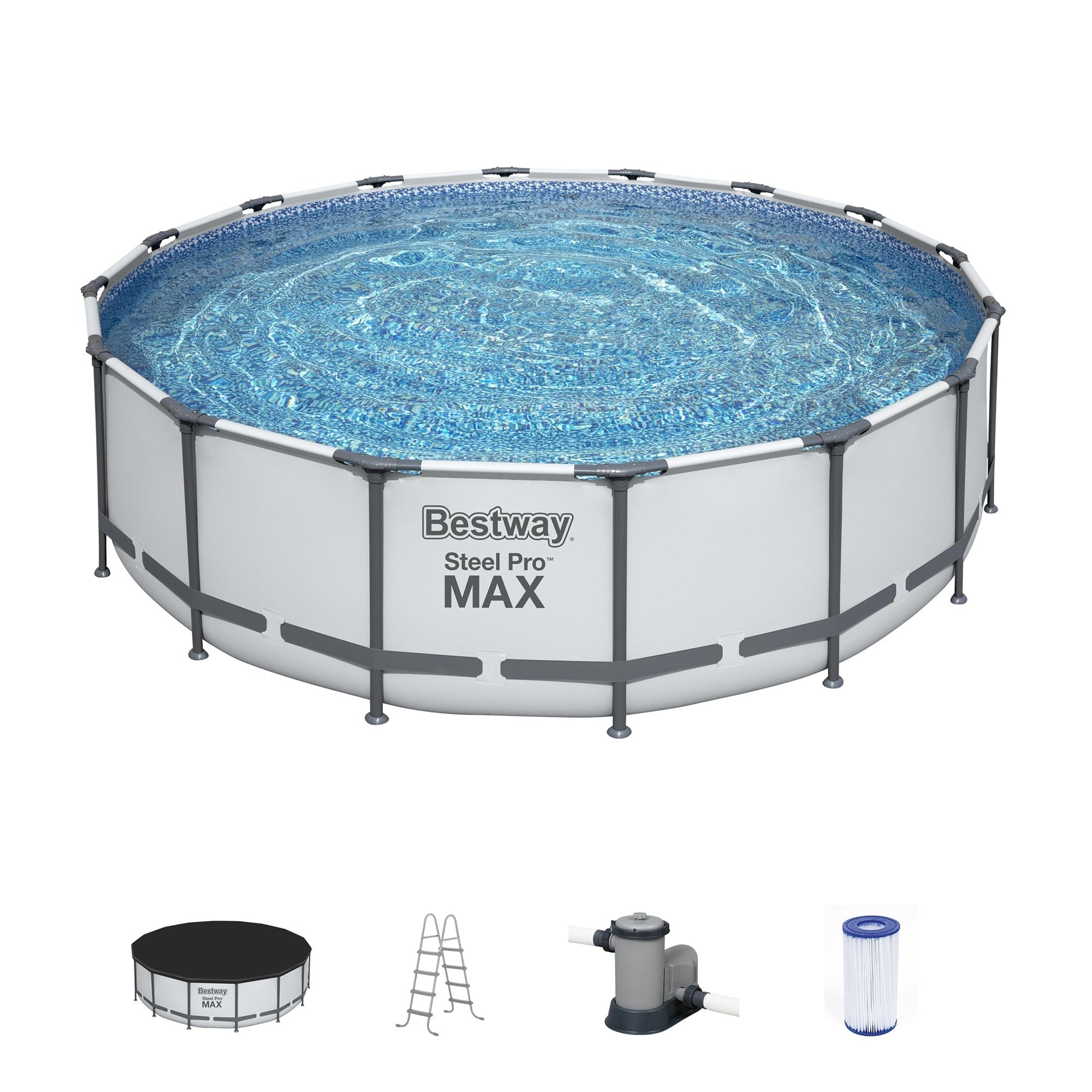 Piscine hors sol ronde Bestway Steel Pro MAX avec pompe et couverture