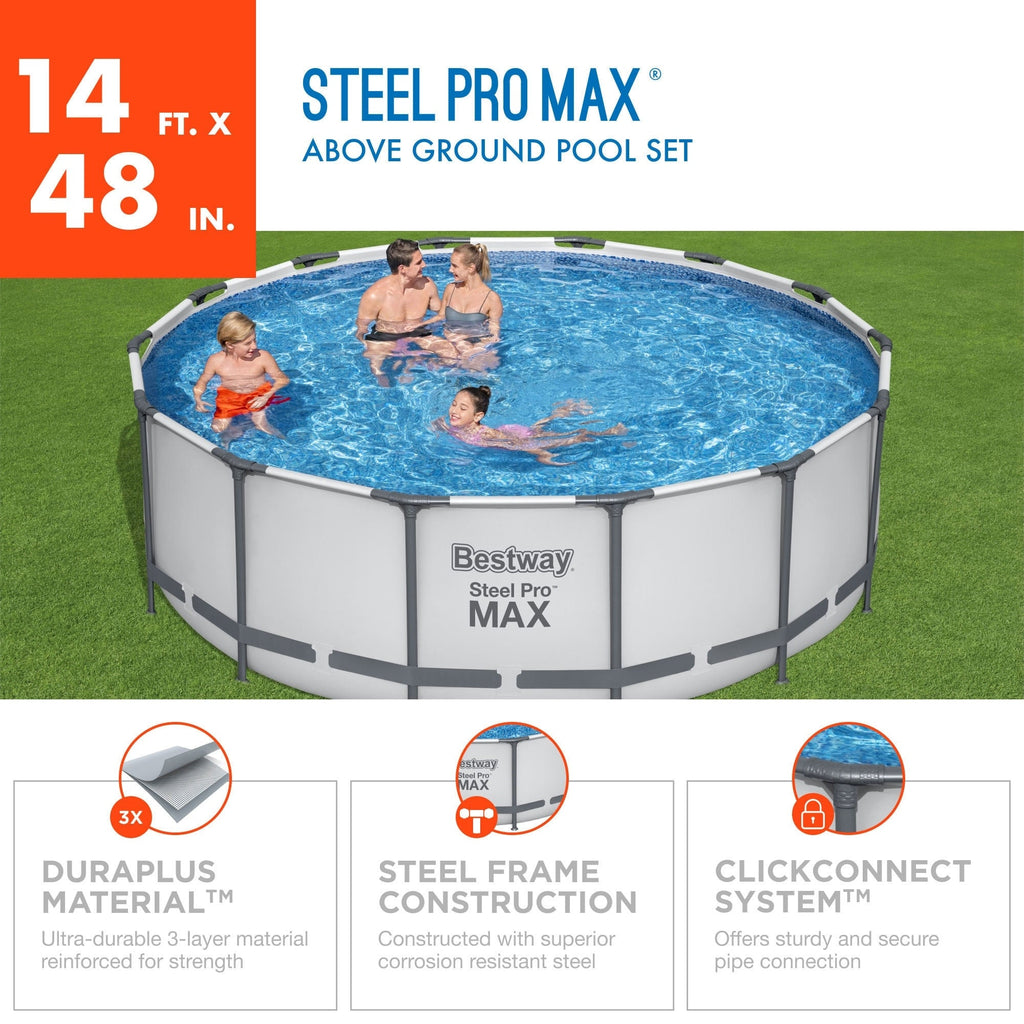 Piscine hors sol ronde Bestway Steel Pro MAX avec pompe et couverture
