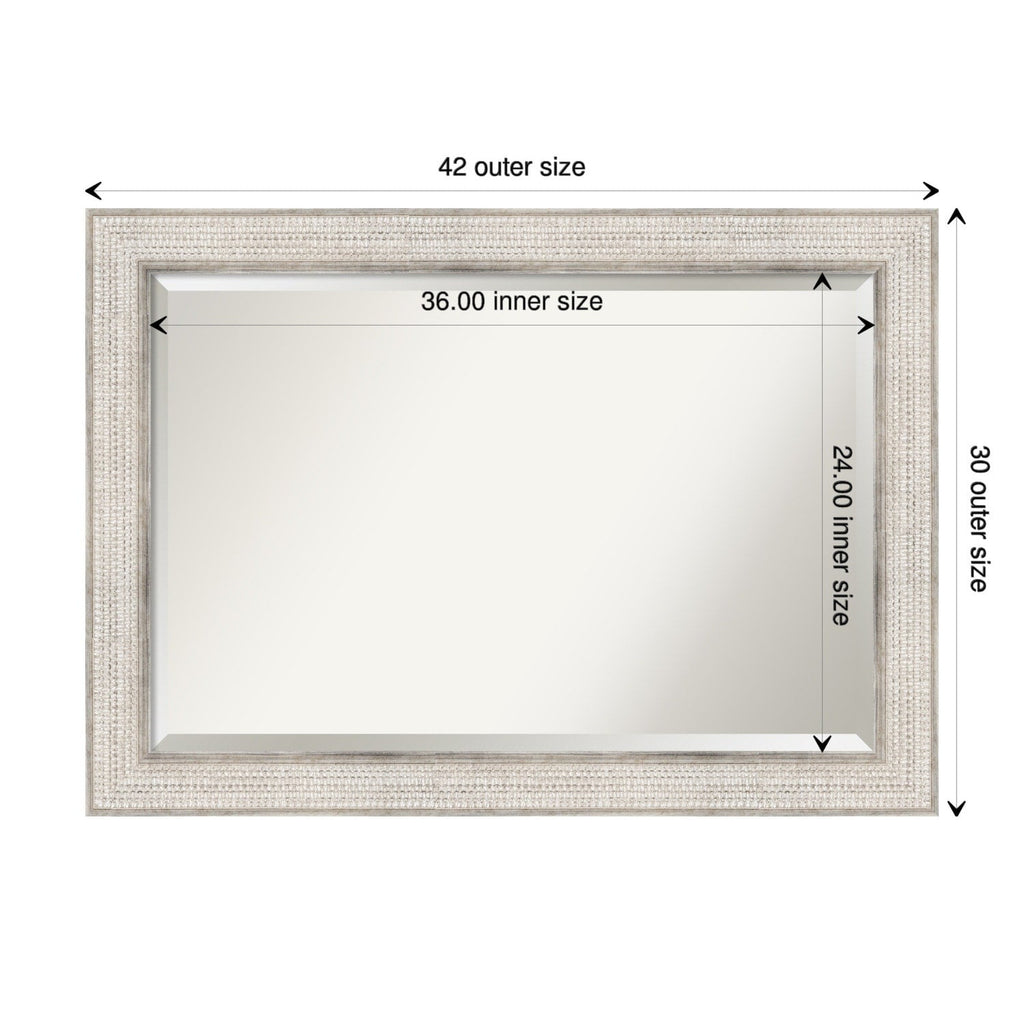 Miroir mural de salle de bain en bois biseauté - Cadre argenté Treillis - Argent Treillis