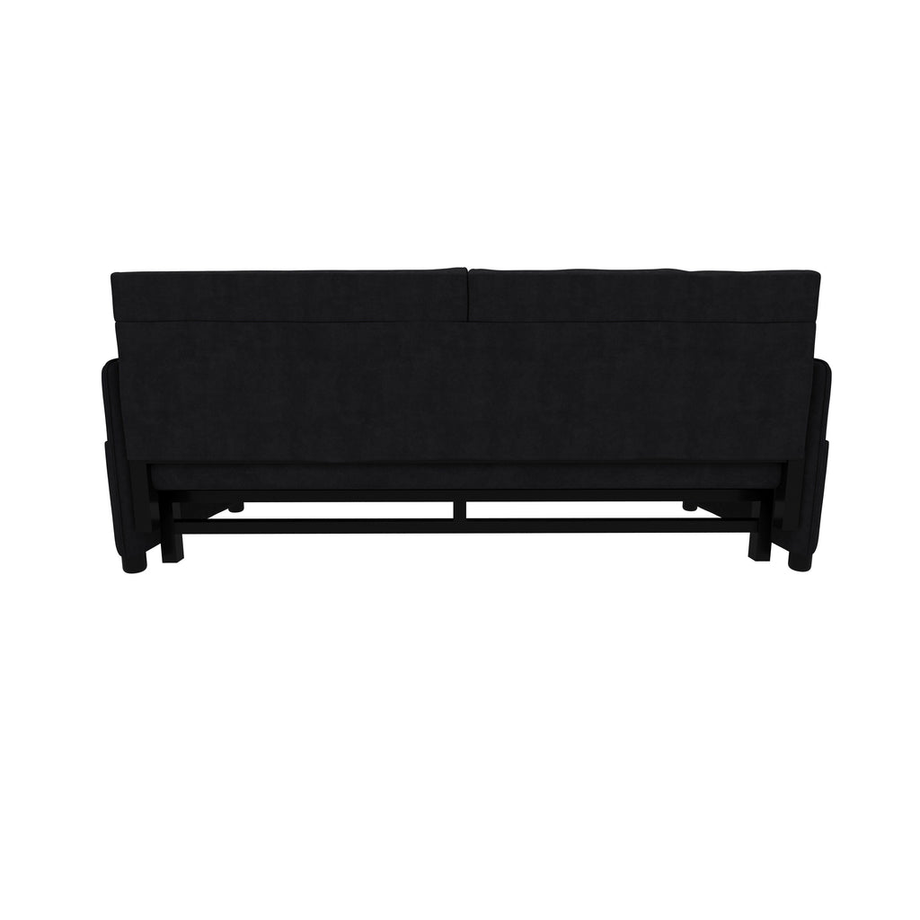 Canapé-lit gigogne 3-en-1 en velours noir 63,8 avec rangement latéral pour le salon