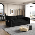 Canapé-lit gigogne 3-en-1 en velours noir 63,8 avec rangement latéral pour le salon