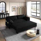 Canapé-lit gigogne 3-en-1 en velours noir 63,8 avec rangement latéral pour le salon