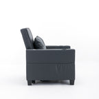 Canapé-lit convertible en similicuir noir avec ports USB