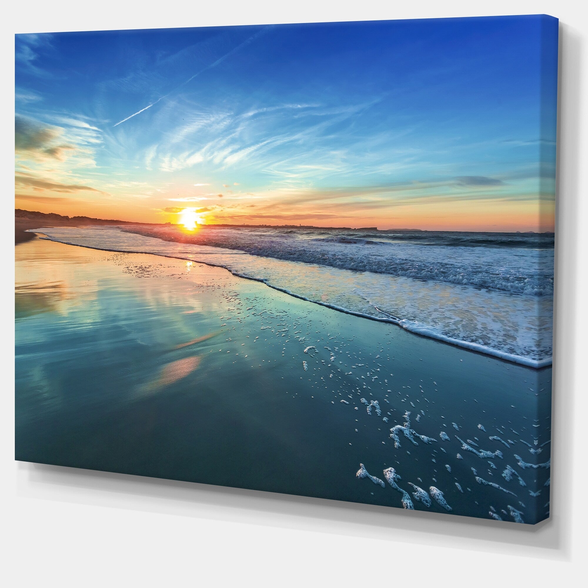 Coucher de soleil bleu au loin - Toile murale bord de mer
