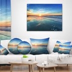 Coucher de soleil bleu au loin - Toile murale bord de mer