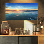 Coucher de soleil bleu au loin - Toile murale bord de mer