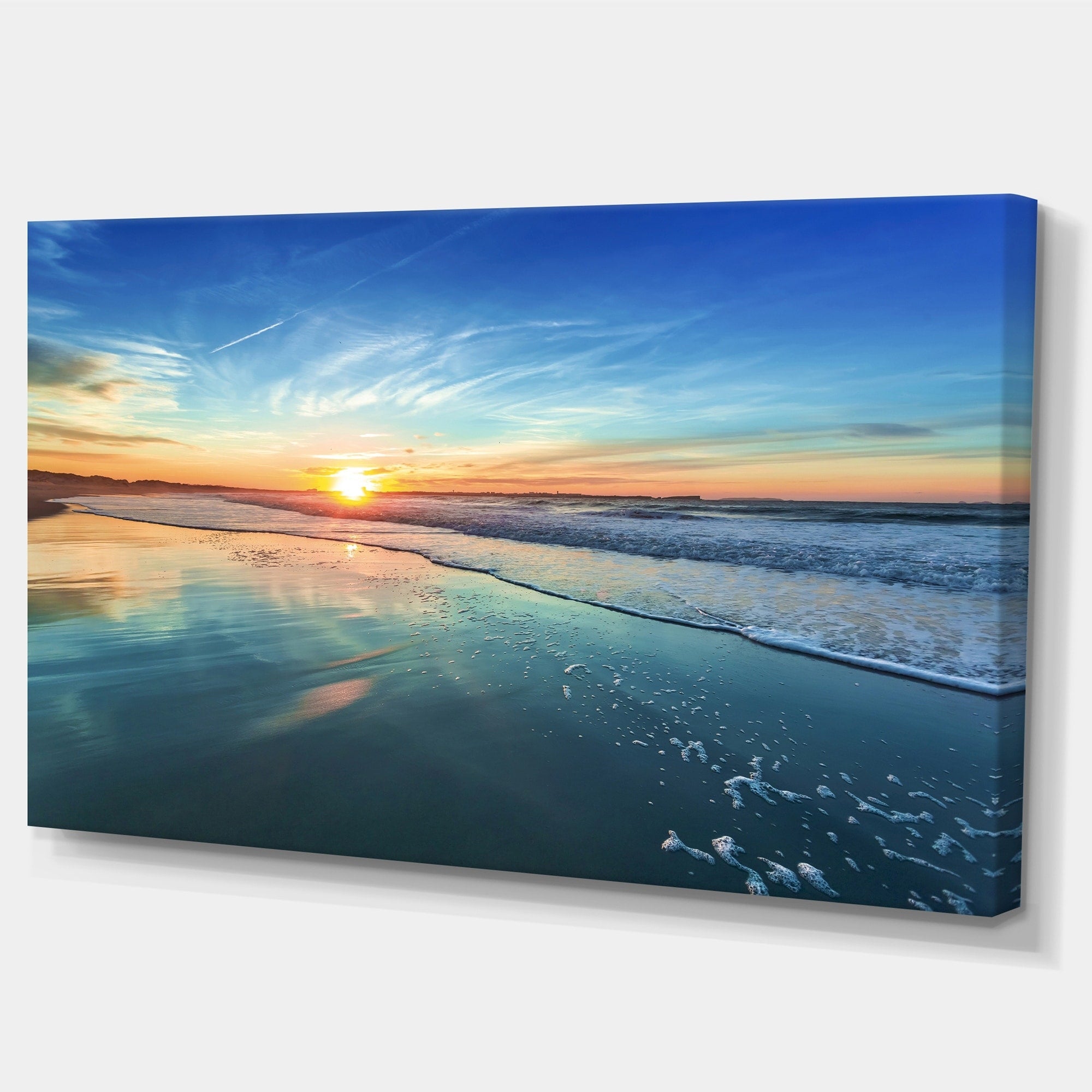 Coucher de soleil bleu au loin - Toile murale bord de mer