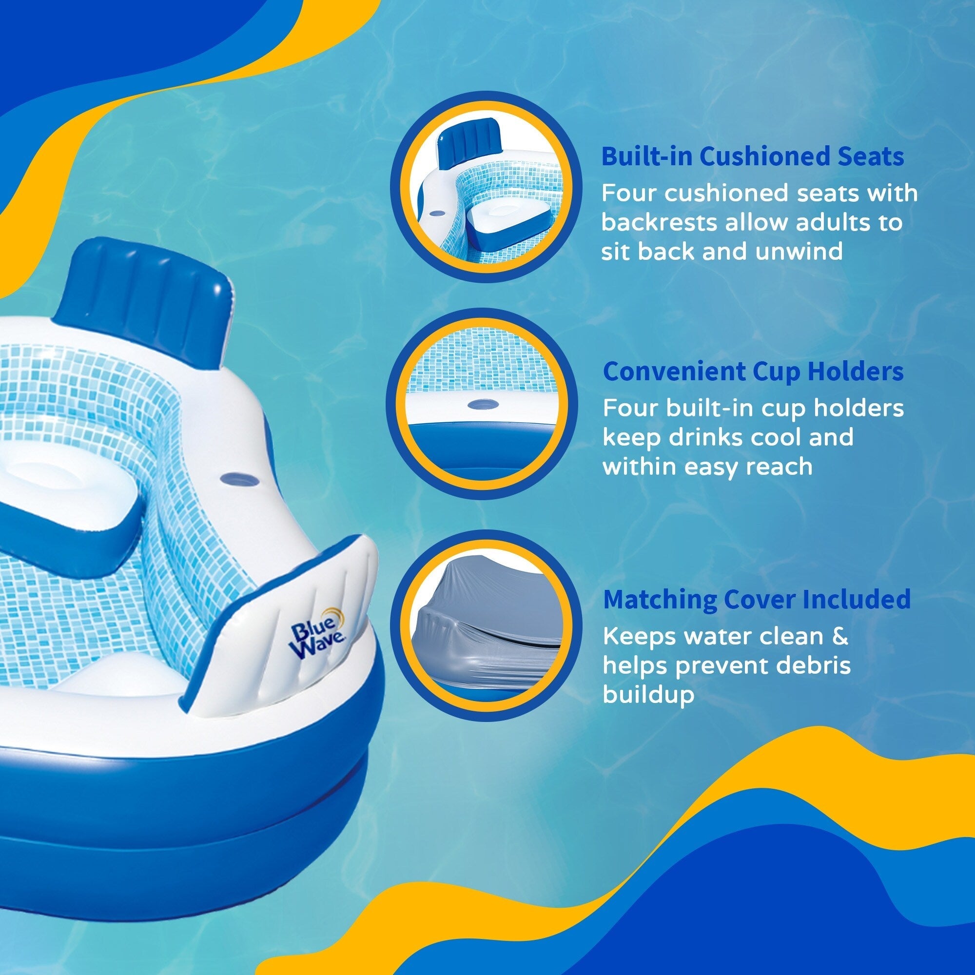Piscine gonflable Blue Wave Premier avec couverture - Taille unique
