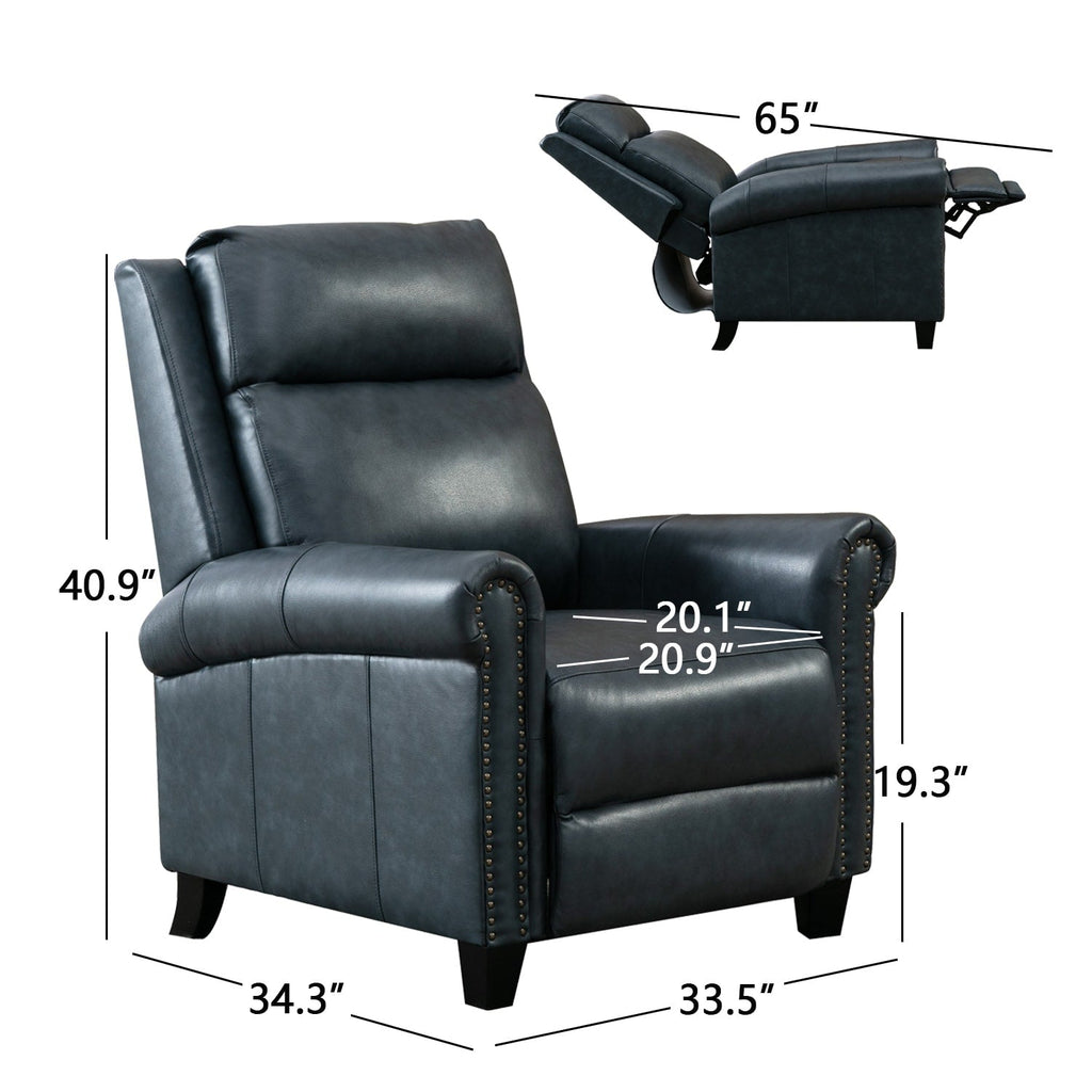Fauteuil inclinable en cuir véritable avec accoudoirs et dossier confortables