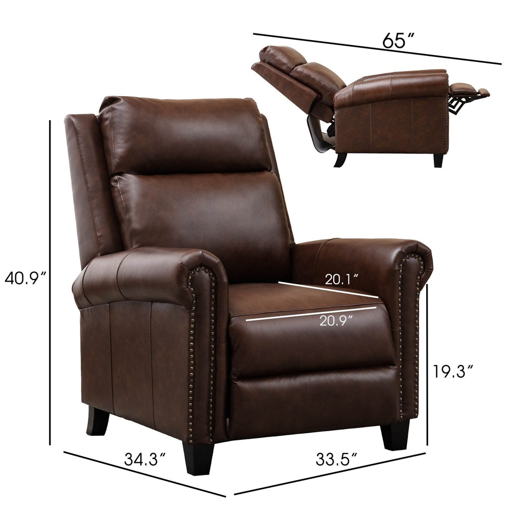 Fauteuil inclinable en cuir véritable avec accoudoirs et dossier confortables