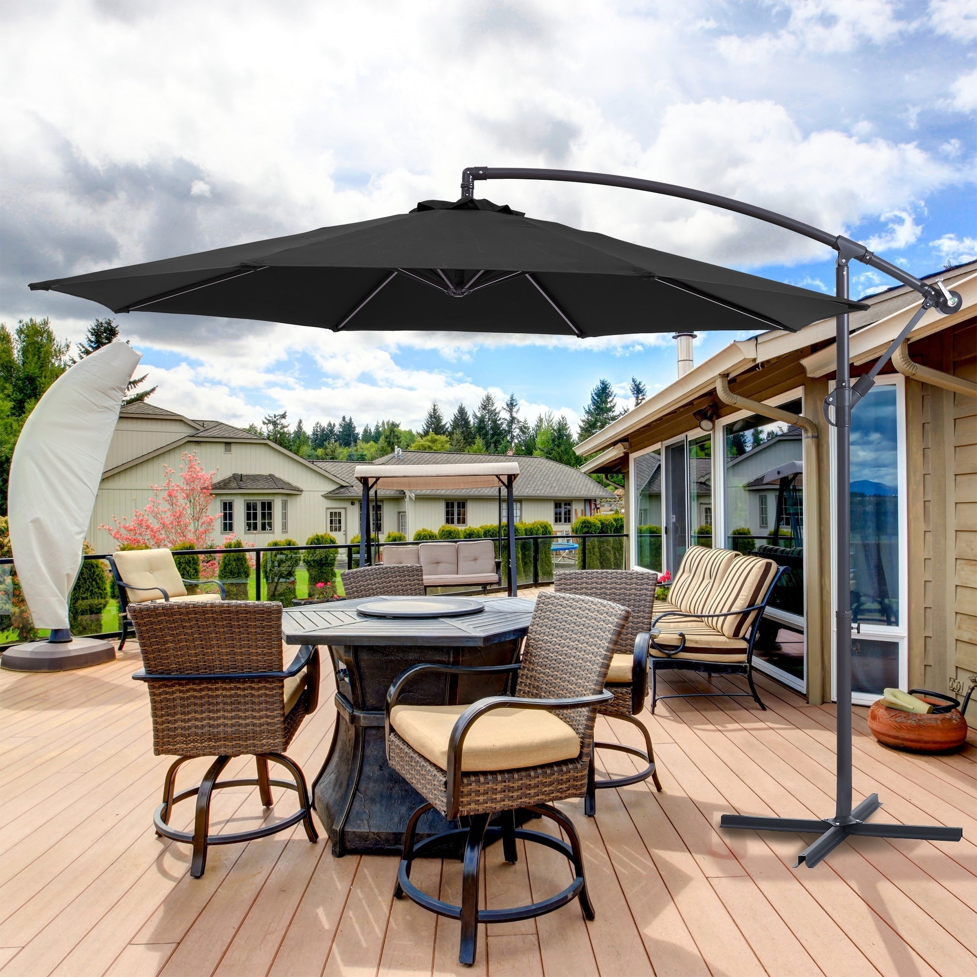 Parasol de patio décalé BONOSUKI de 10 pieds, parasol suspendu d'extérieur