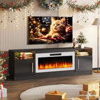 Meuble TV Bossin 70 avec cheminée électrique de 36 pouces, meuble TV pour téléviseurs jusqu'à 80 pouces, éclairage LED 16 couleurs/centre de divertissement