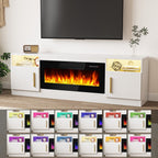 Meuble TV Bossin 70 avec cheminée électrique de 36 pouces, meuble TV pour téléviseurs jusqu'à 80 pouces, éclairage LED 16 couleurs/centre de divertissement