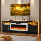 Meuble TV Bossin 70 avec cheminée électrique de 36 pouces, meuble TV pour téléviseurs jusqu'à 80 pouces, éclairage LED 16 couleurs/centre de divertissement