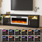 Meuble TV Bossin 70 avec cheminée électrique de 36 pouces, meuble TV pour téléviseurs jusqu'à 80 pouces, éclairage LED 16 couleurs/centre de divertissement