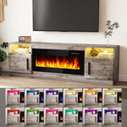 Meuble TV Bossin 70 avec cheminée électrique de 36 pouces, meuble TV pour téléviseurs jusqu'à 80 pouces, éclairage LED 16 couleurs/centre de divertissement