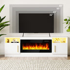 Meuble TV Bossin 70 avec cheminée électrique de 36 pouces, meuble TV pour téléviseurs jusqu'à 80 pouces, éclairage LED 16 couleurs/centre de divertissement