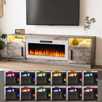 Meuble TV Bossin 70 avec cheminée électrique de 36 pouces, meuble TV pour téléviseurs jusqu'à 80 pouces, éclairage LED 16 couleurs/centre de divertissement
